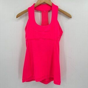 Lululemon Hot Pink Scoop Neck Barbie Shelf Bra Tennis Running Yoga 6 Tank Top